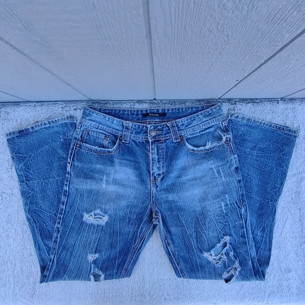 Black Premium Distressed‎ Jeans Medium Wash 34x30